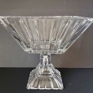 Crystal Clear "Alexandria" 8.5" Square Pedestal Compote Bowl